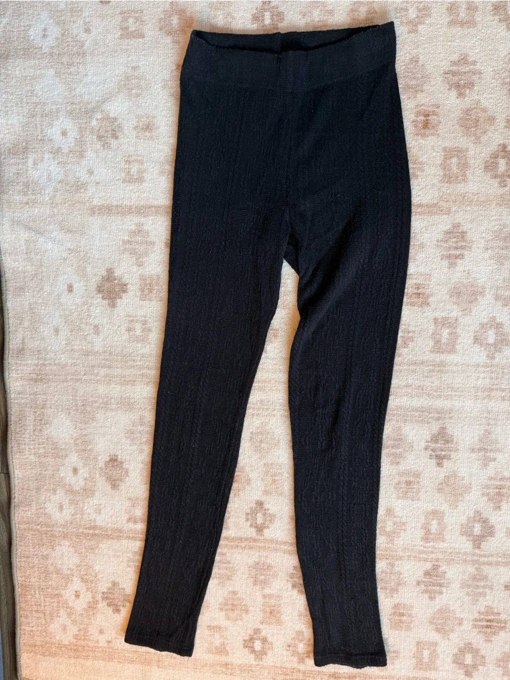 Free People Cable Knit Black Ribbed Leggings